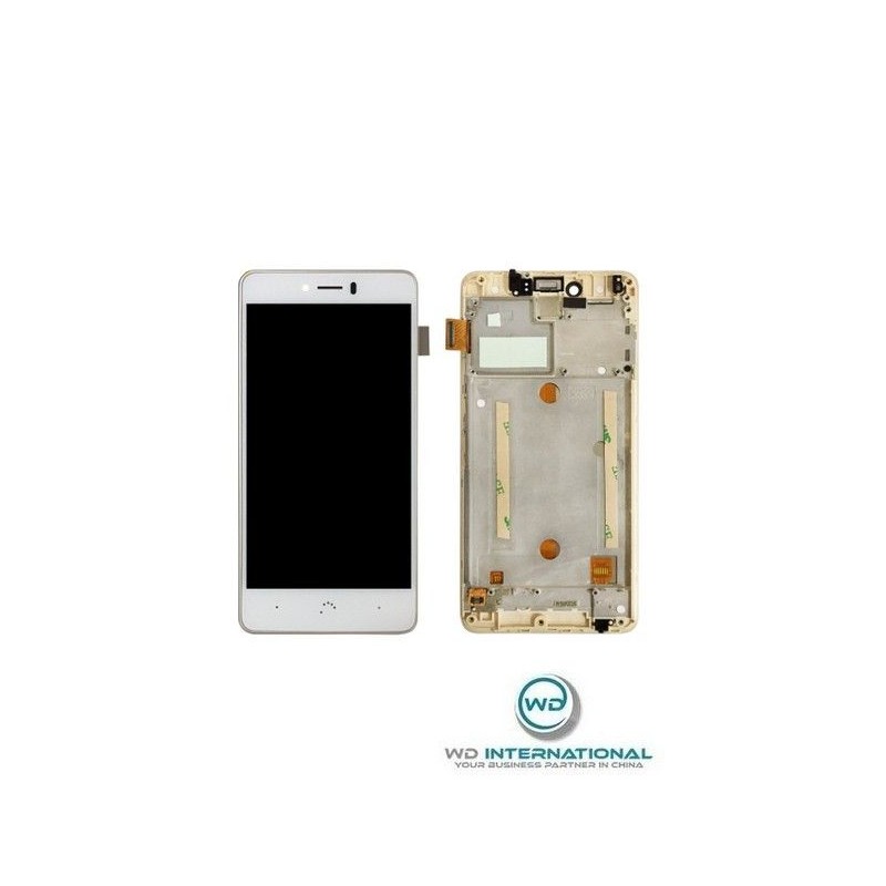 Ecran BQ Aquaris U PLus Blanc / Or Avec chassis