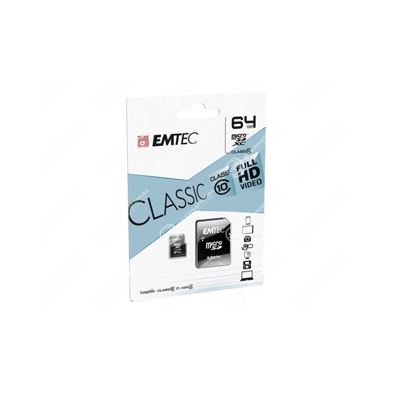 Micro SDXC-Karte + Adapter Emetec 64Go Class 10