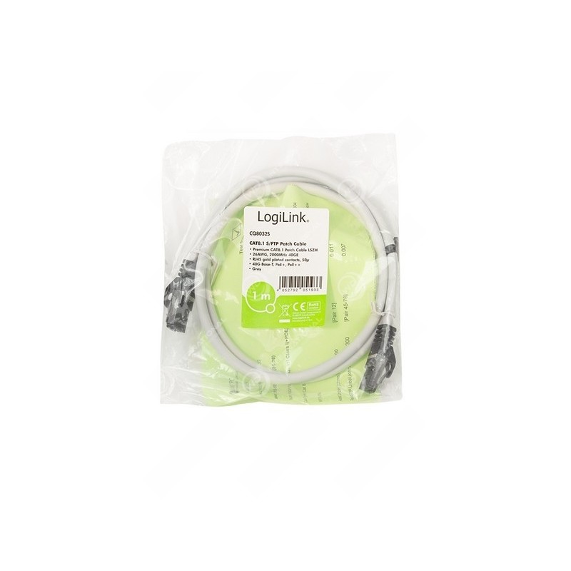 Câble Logilink Premium - CAT 8.1 - Gris clair - 1.00 CQ8032S