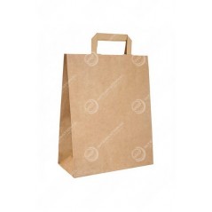 Lot de 5 Sacs Papier Kraft Brun Avec Poignée Plate Non Imprimés