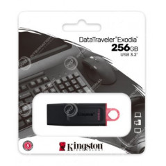 DataTraveler Exodia 256GB USB-A 3.2 Flash Drive - Con cappuccio protettivo e portachiavi Nero e Rosa Kingston