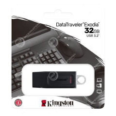 Chiave DataTraveler Exodia 32GB USB-A 3.2 - Con cappuccio protettivo e anello portachiavi Nero e Bianco Kingston
