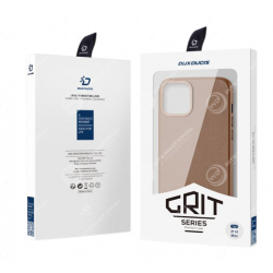 Coque iPhone 14 Plus Dux Ducis Grit Simili Cuir Marron (Compatible MagSafe)