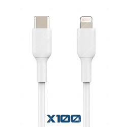 Confezione da 100 cavi da tipo C a fulmini da 2 m, bianco