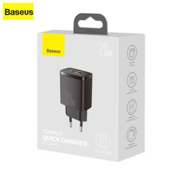 Baseus Kompakt-Schnellladegerät USB / USB Typ-C 20W 3A 3.0 Schwarz (CCXJ-B01)