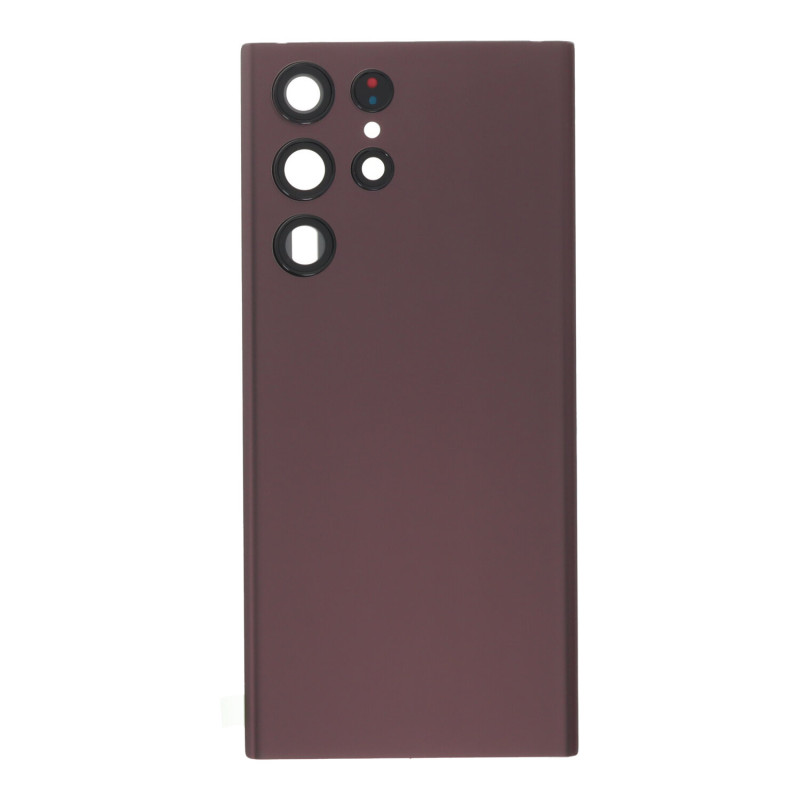 Back Cover (Adhésif + Lentille) Samsung Galaxy S22 Ultra 5G Bordeaux Sans Logo