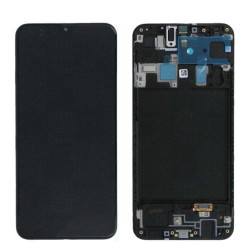 Bildschirm TFT Samsung A20 Schwarz (Mit Rahmen)