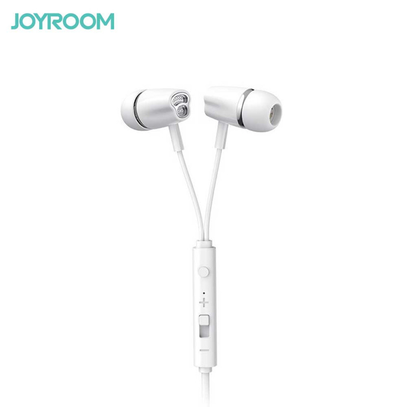 Ecouteurs Intra-auriculaires Joyroom Mini-jack 3,5 mm avec Télécommande et Microphone Blanc JR-EL114