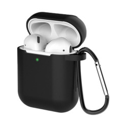 Coque Pour Airpods 1/ Airpods 2 En Silicone Avec Mousqueton Noir