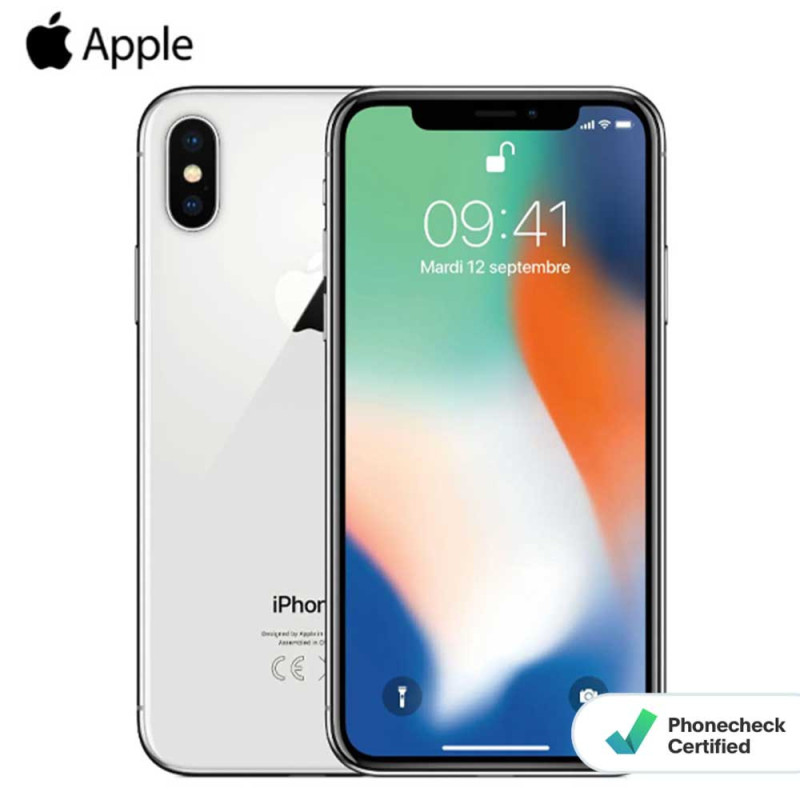 Téléphone iPhone X 64Go Argent Grade Z (Wifi + GPS HS)